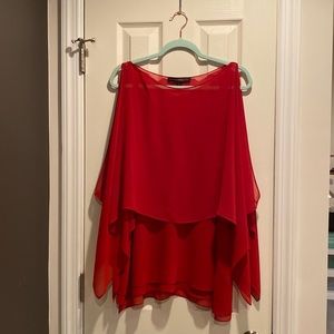 White House Black Market Two-Piece Layered Tank w/ Sleeve Cut-out Shawl